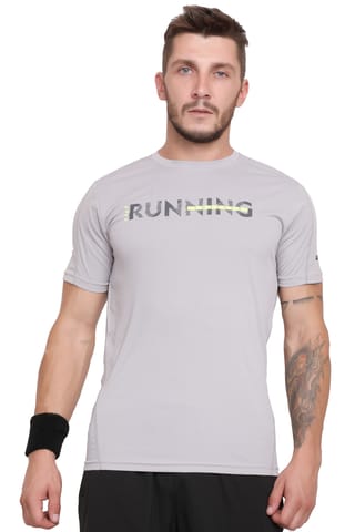 Sport Sun Solid Men Light Grey Running T Shirt RN 01