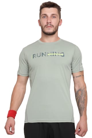 Sport Sun Solid Men Light Olive Running T Shirt RN 01