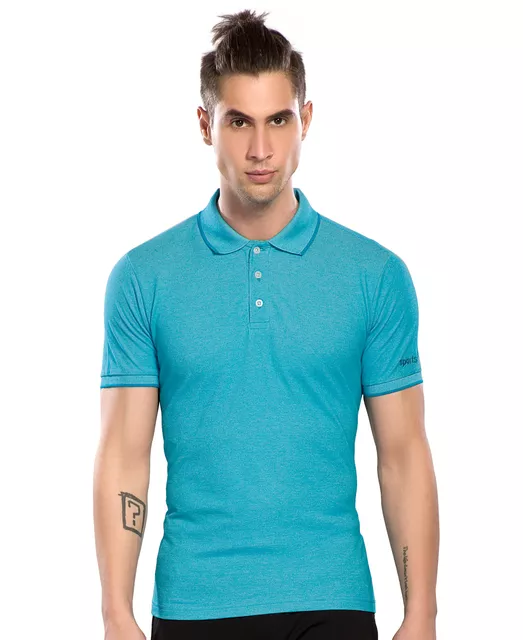 Sport Sun Solid Men Ultimate Polo Turquoise T Shirt