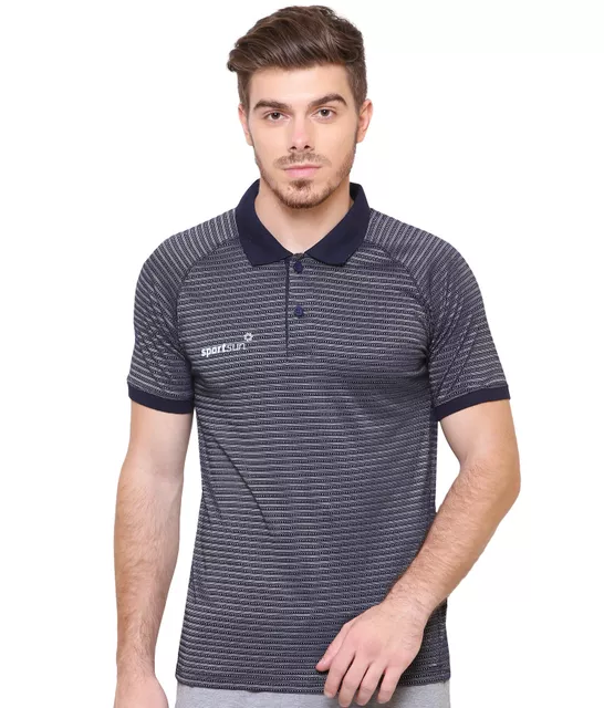 Sport Sun Dobby Jacquard Polo Navy Men's T-shirt