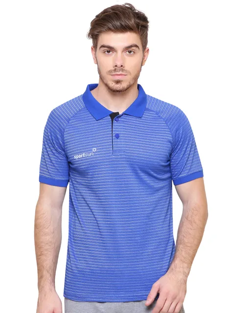 Sport Sun Dobby Jacquard Polo Royal Blue Men's T-shirt