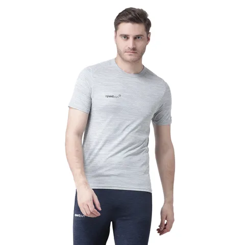 Sport Sun Jacquard Cool Run Round Neck Grey Men's T-shirt