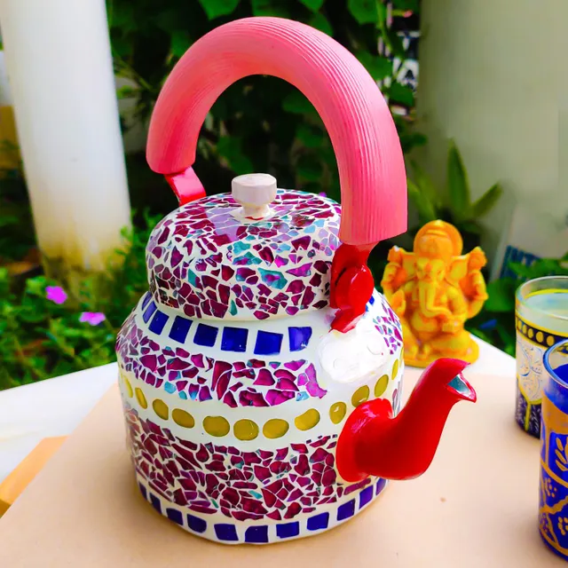 Handmade Muticolor Mosaic Work Decorative Tea Kettle From