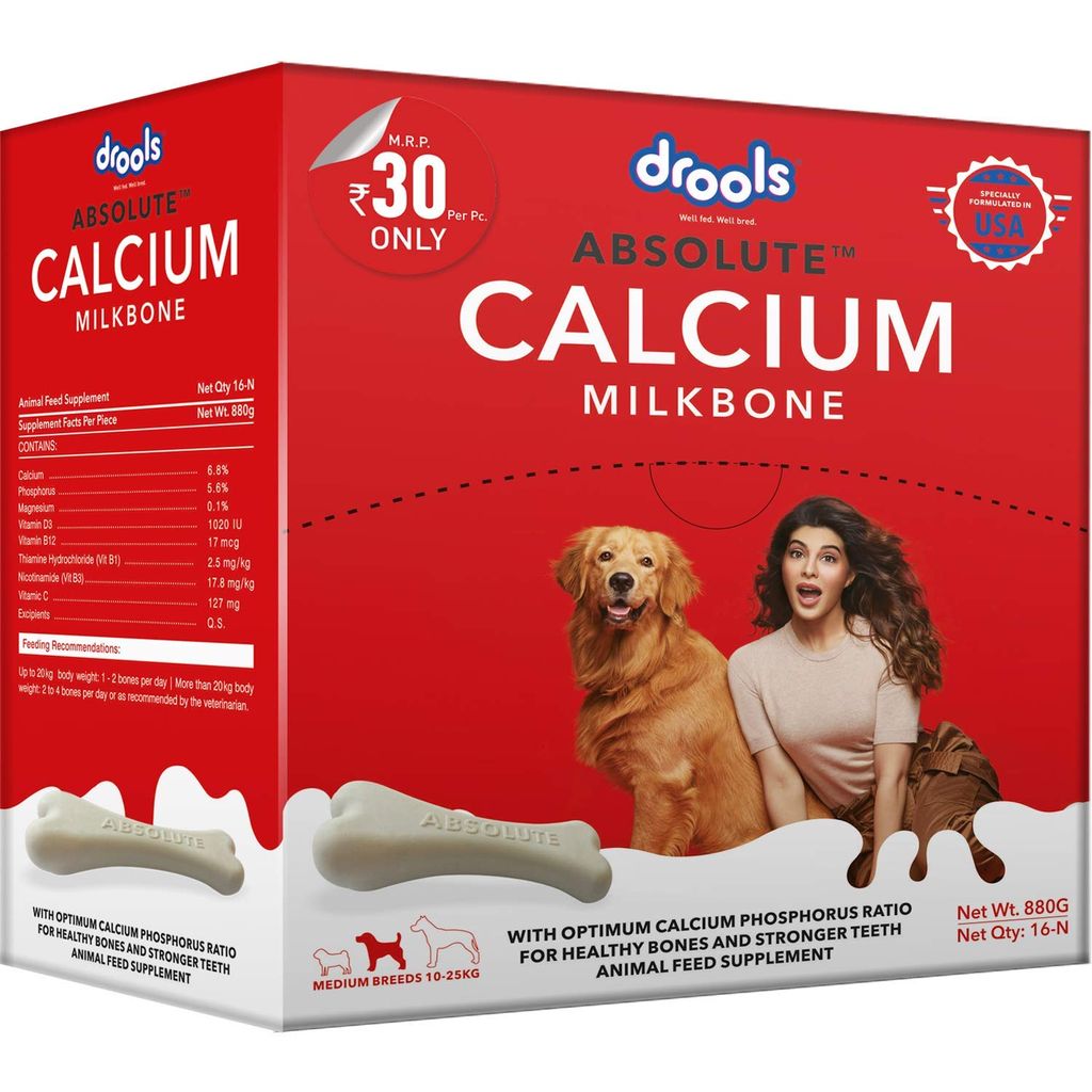 Drools Absolute Calcium Milk Bone, Dog Supplement for Medium Breed Dogs