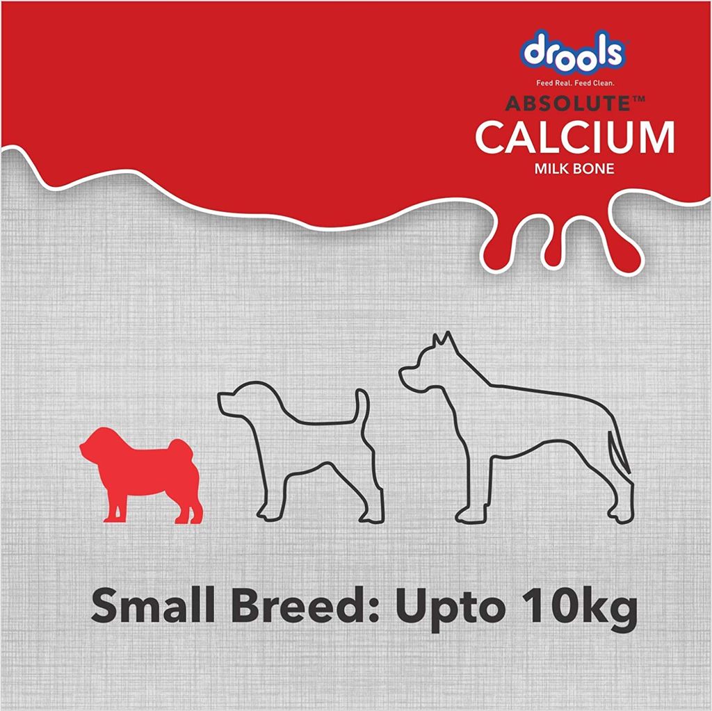 Drools Absolute Calcium Milk Bone, Dog Supplement for Small Breed Dogs, 30 Pieces, 380g
