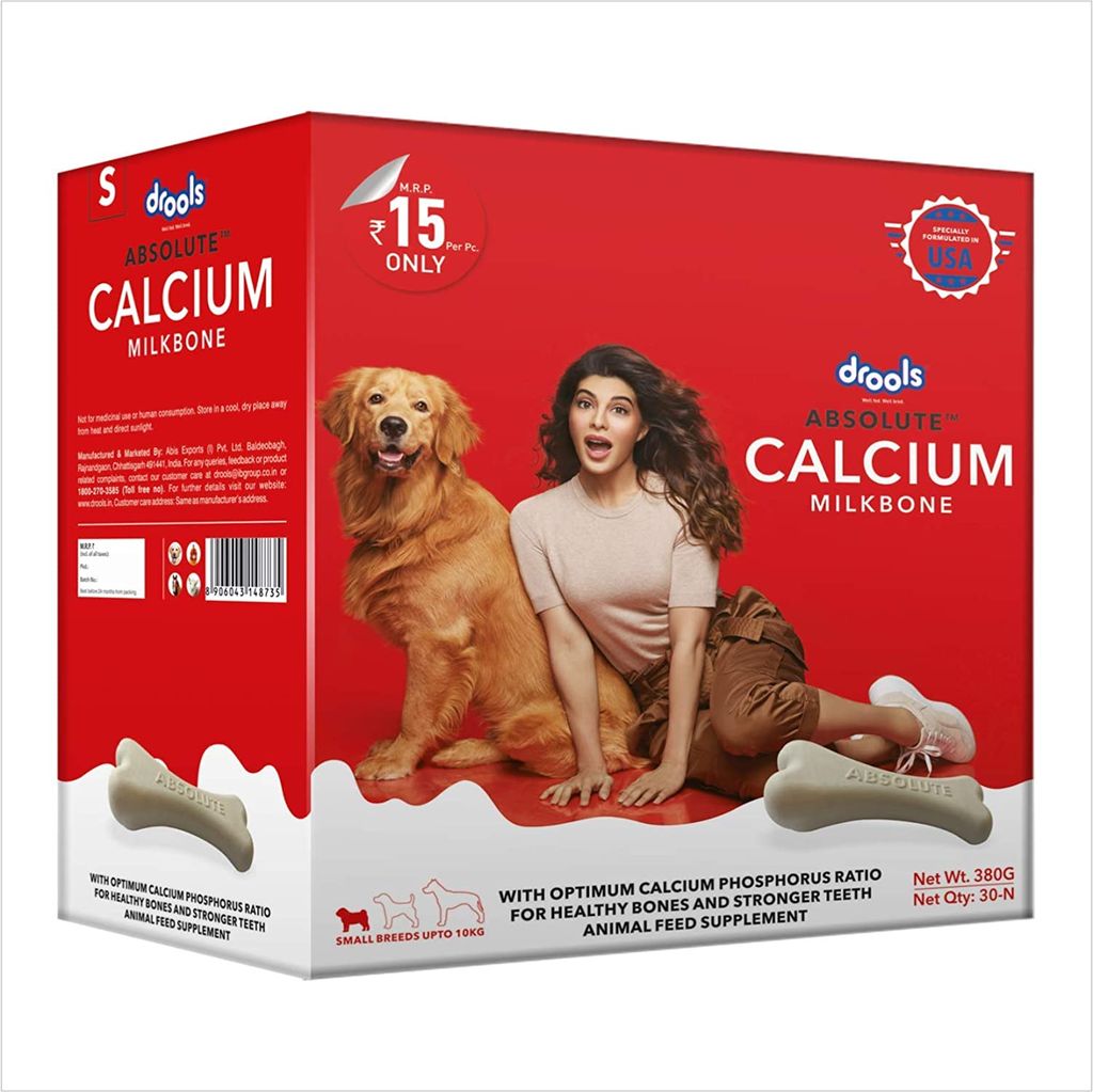 Drools Absolute Calcium Milk Bone, Dog Supplement for Small Breed Dogs