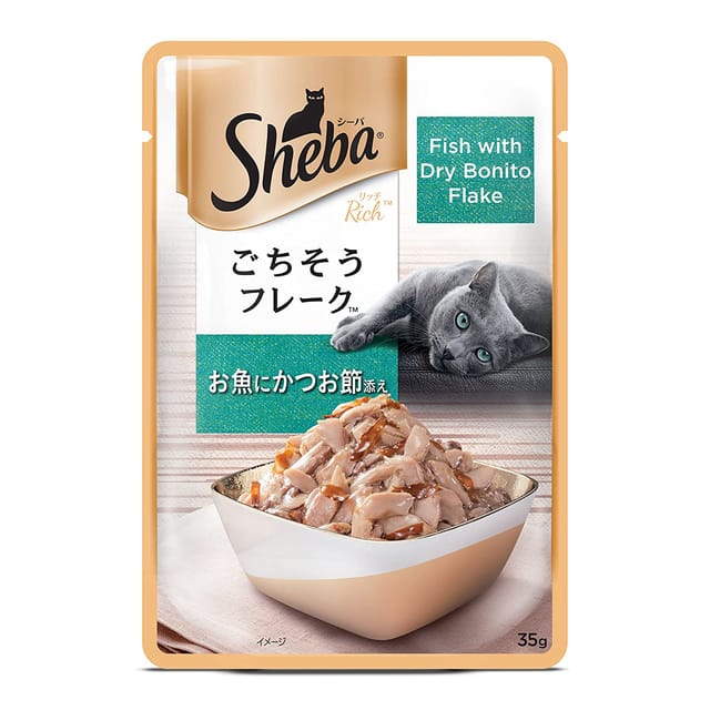 Sheba Premium Wet Cat Food - Fish with Dry Bonito Flake Flavor - 35 g