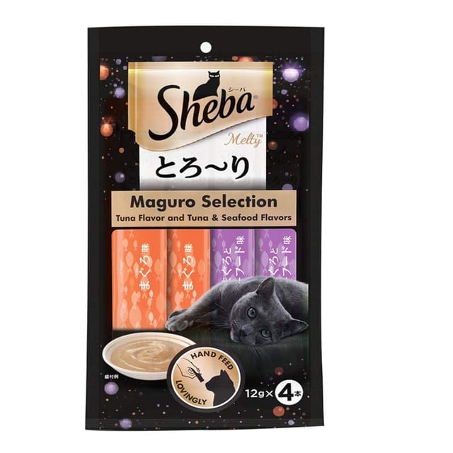 Sheba Melty Premium  Cat Snack Food -Tuna & Tuna-Seafood - 48 g (4 Sticks)