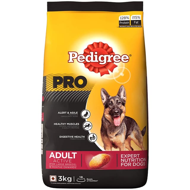 Pedigree PRO Active Adult Dogs (18 Months Onwards) Dry Dog Food