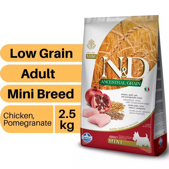 Farmina N&D Low Grain Chicken & Pomegranate Mini Breed Adult Dog Food