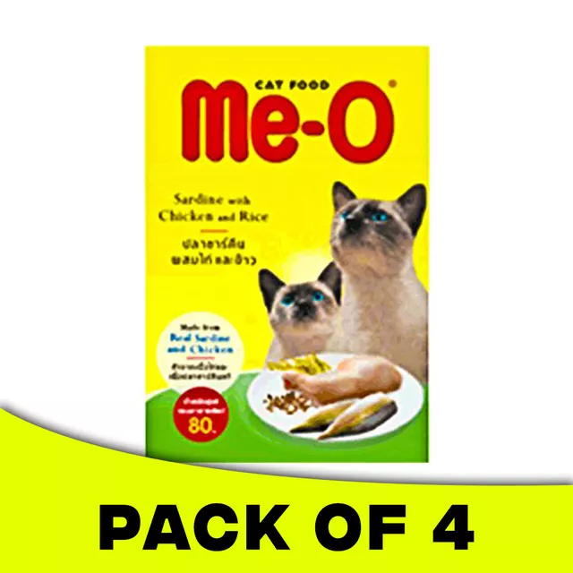 Me-O Adult Cat Food, Sardine with Chicken & Rice,(Pack of 4)
