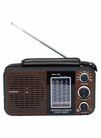 راديو قابل للشحن من اولسن مارك مع يو اس بي بني واسود ، OMR1239