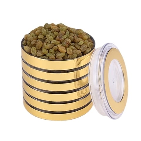 Ghasitaram Diwali Special Raisins Nut Golden Round Jar with Free Silver Plated Coin