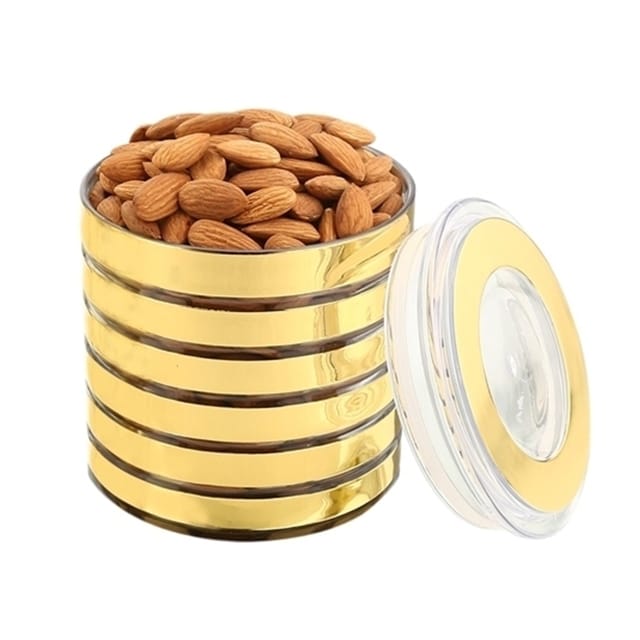 Ghasitaram Diwali Special Almonds Nut Golden Round Jar with Free Silver Plated Coin