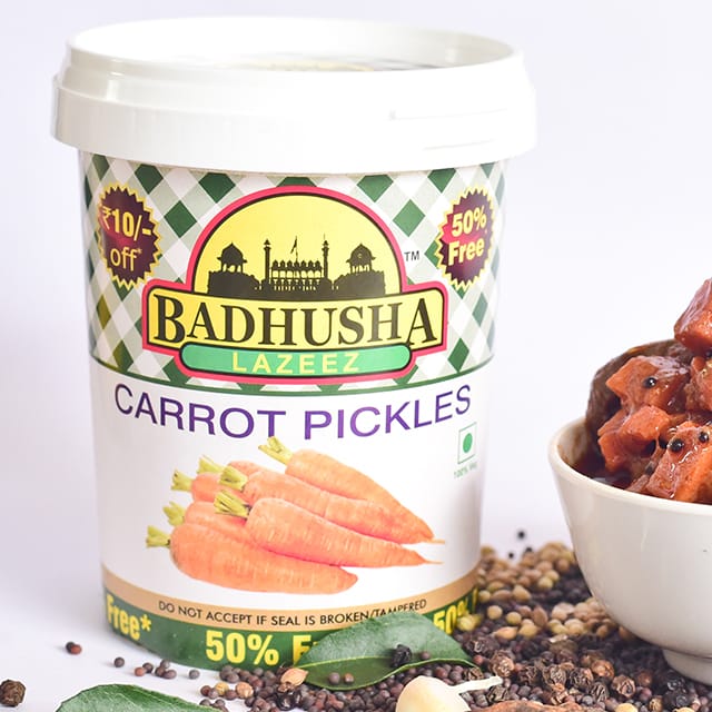 Badhusha Lazeez Pickles Carrot Pickles with 50% Extra Free