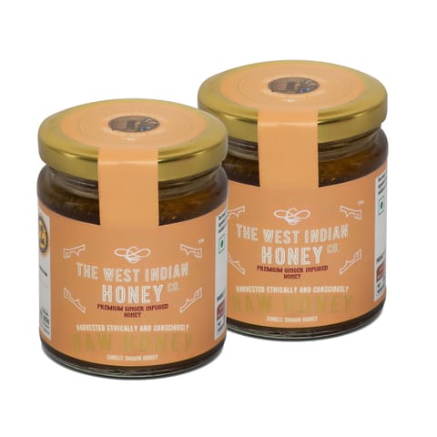 The West Indian Honey Raw Unprocessed Ginger Infused Honey 250 gms (Pack of 2)