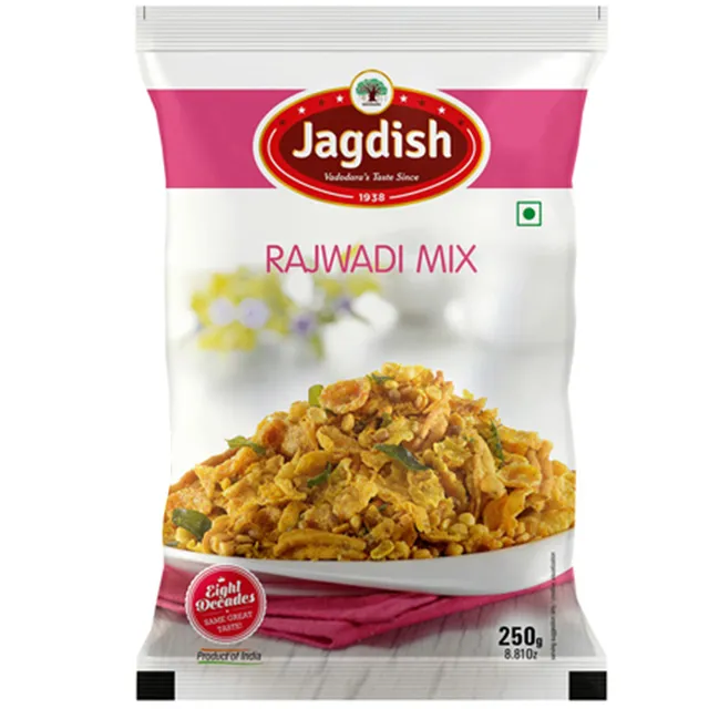 Jagdish Farsan Rajwadi Mix 500 Gms This spicy mixture(farsan) is made from gram flour and spices. jagdish farsan rajwadi mix 500 gms