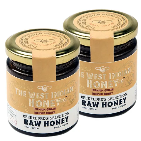 The West Indian Honey Raw Unprocessed Ginger Infused Honey 250 gms (Pack of 2)