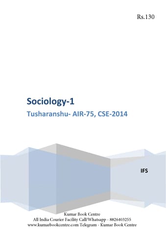 Sociology Optional Printed Notes - Tusharanshu - Part 1 - [PRINTED]