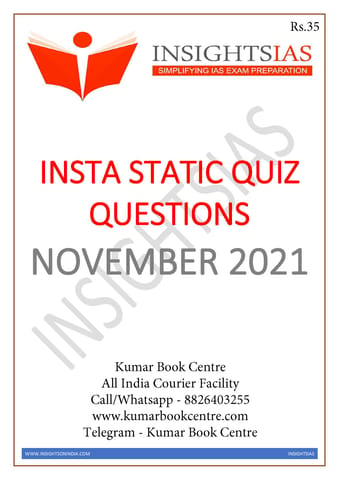 Insights on India Static Quiz - November 2021 - [B/W PRINTOUT]