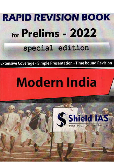 SHIELD IAS RAPID REVISION BOOK FOR PRELIMS 2022 SPECIAL EDITION MODERN INDIA