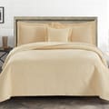 Ultrasonic Embroidered Compressed Comforter Set 3-Piece Twin Beige