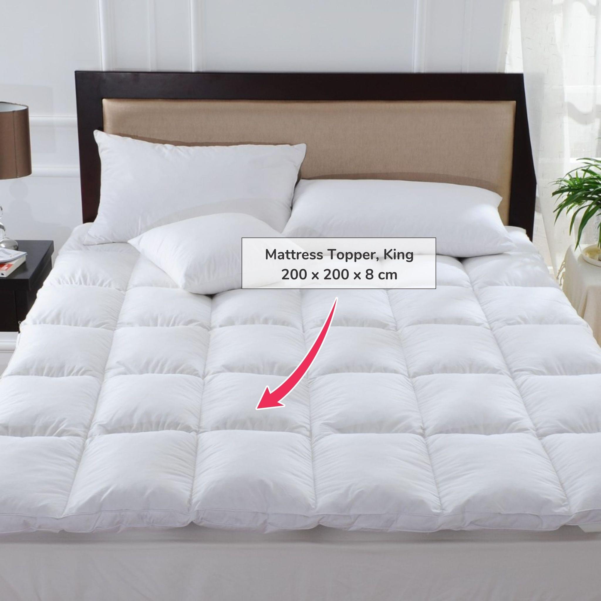 Fitted Style Bamboo Mattress Topper King White