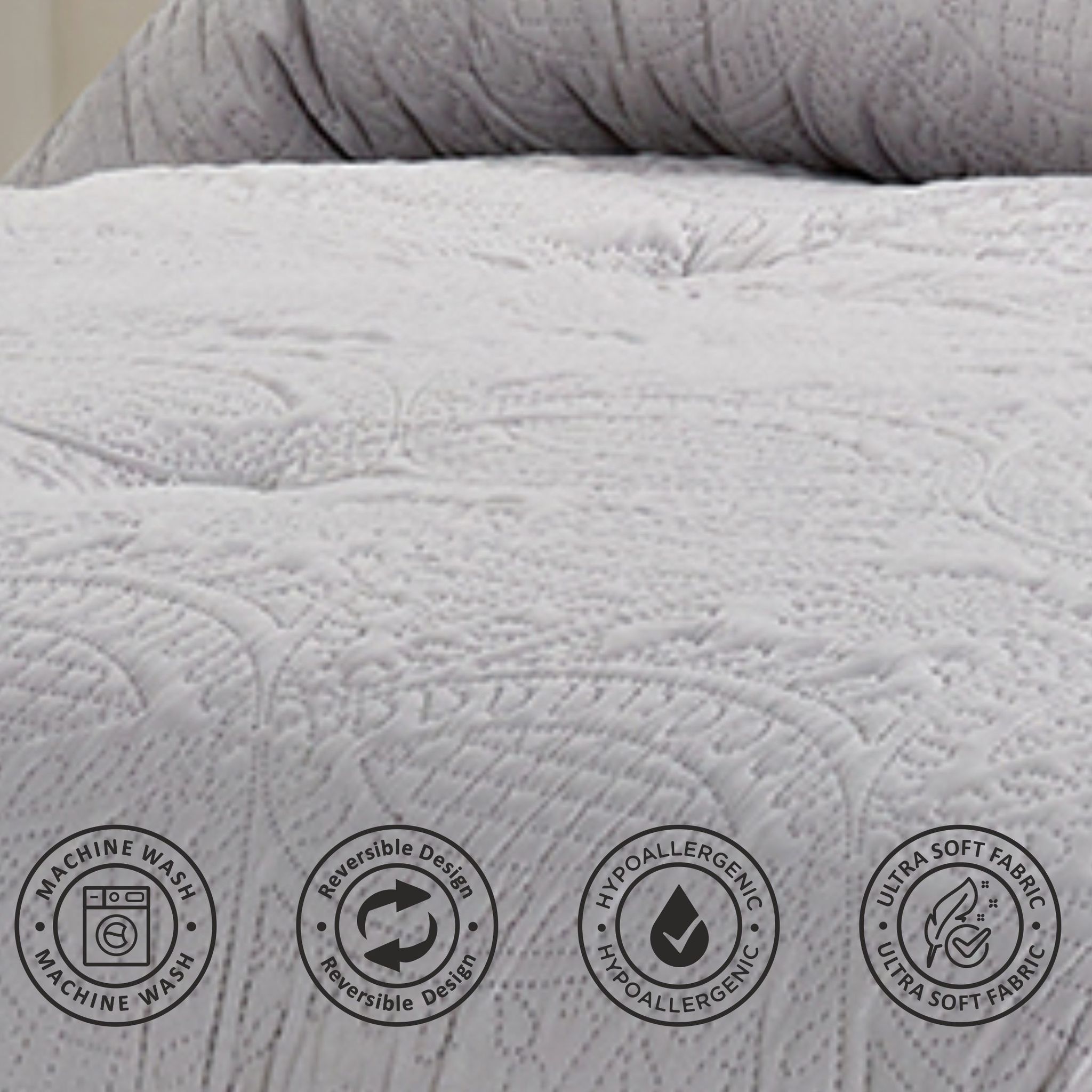 Ultrasonic Embroidered Comforter Set 4-Piece Twin Grey
