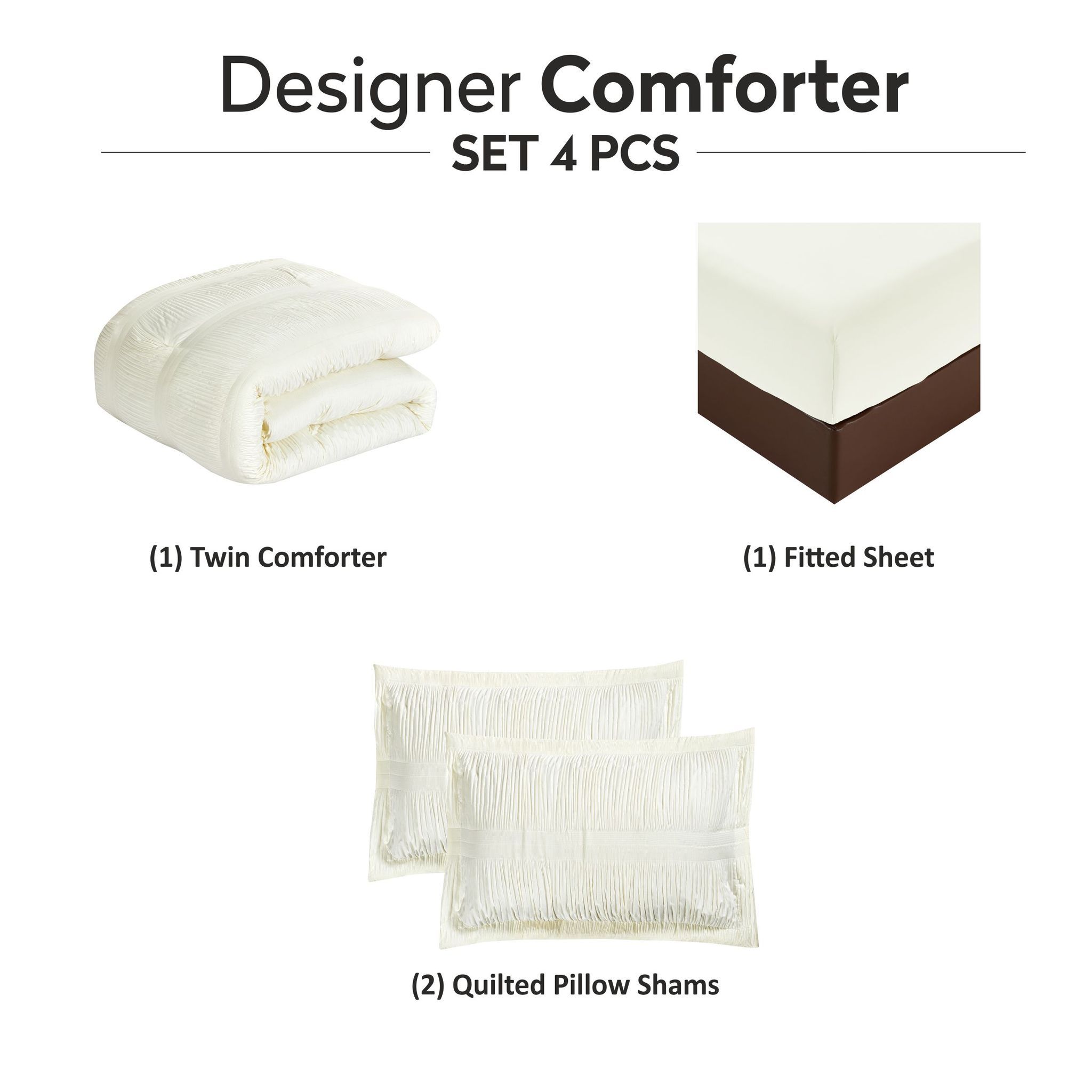 Crinkle Embroidered Comforter Set 6-Piece King Ivory
