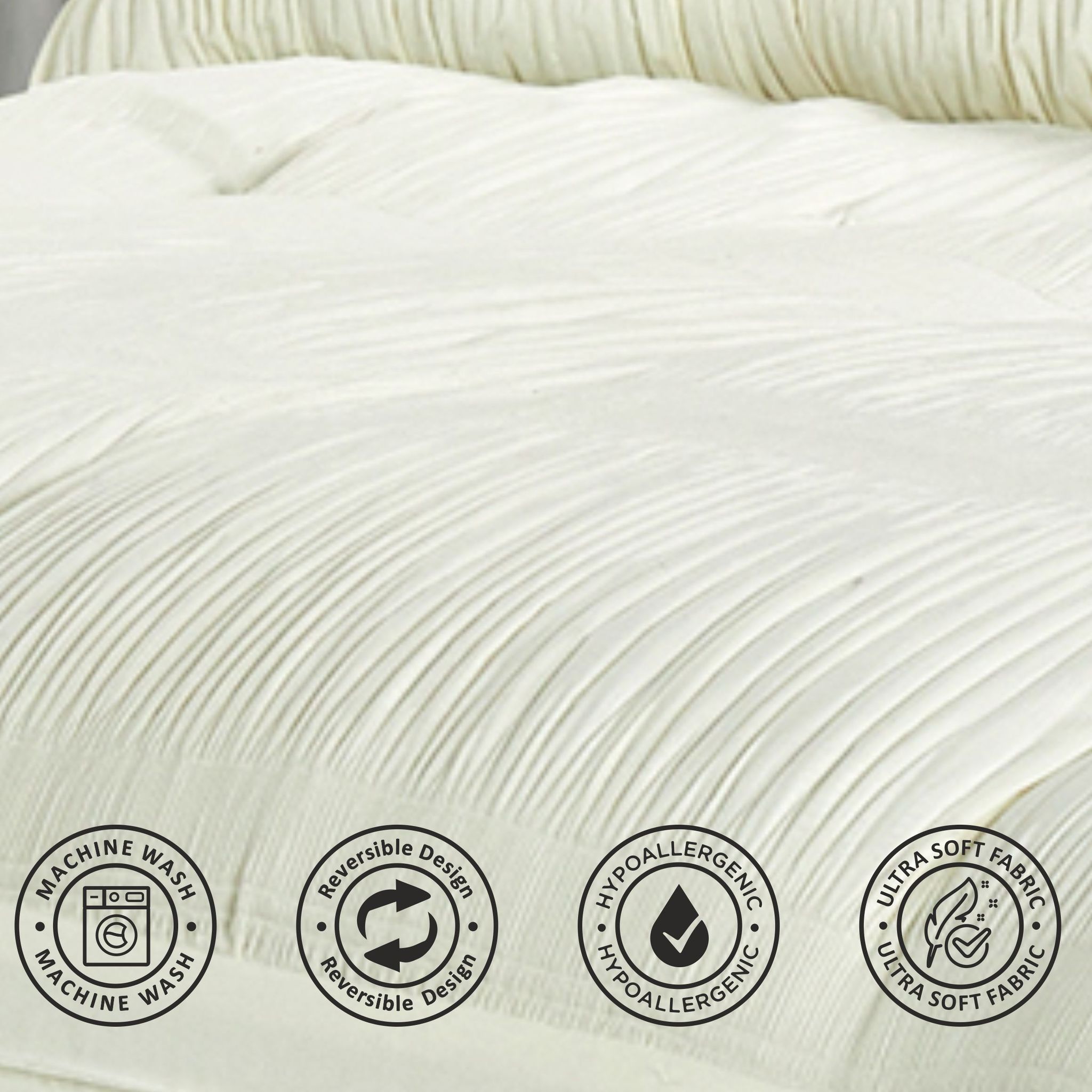 Crinkle Embroidered Comforter Set 6-Piece King Ivory
