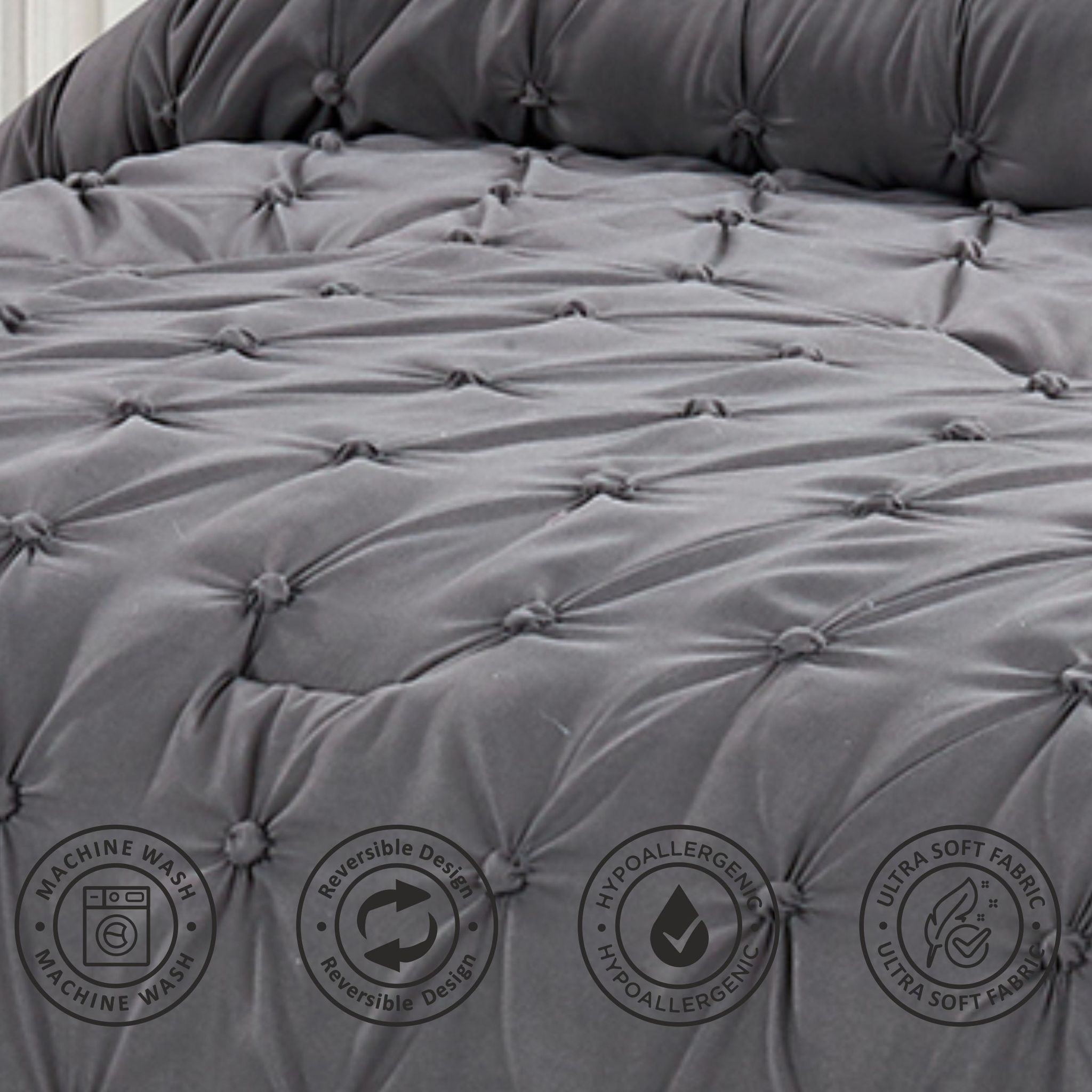 Bubble Embroidered Comforter Set 4-Piece Twin Grey