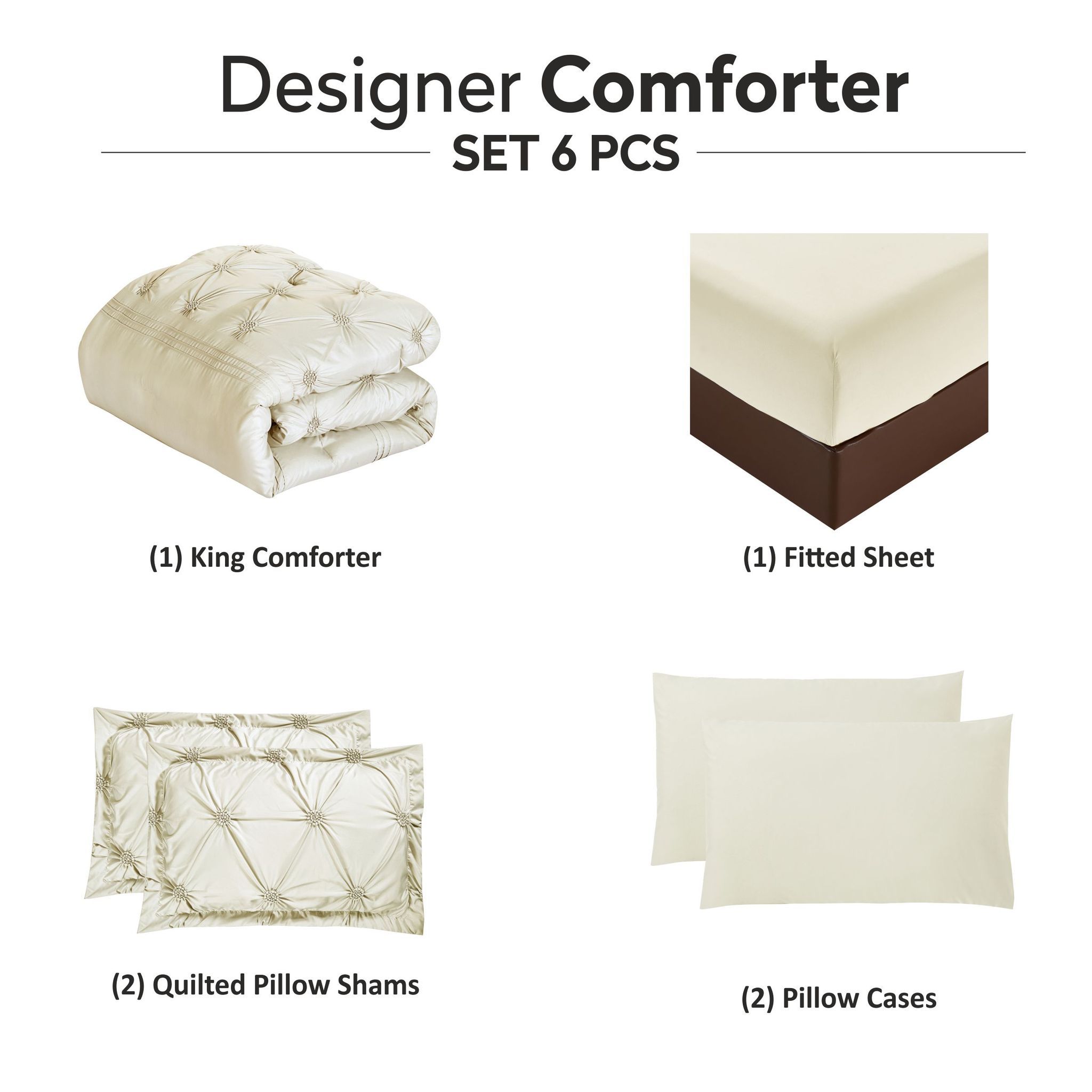 Bubble Embroidered Comforter Set 4-Piece Twin Ivory