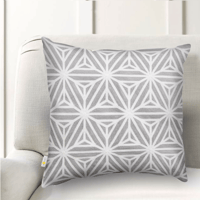 Grey Starburst Pattern Embroidered Cushion Cover