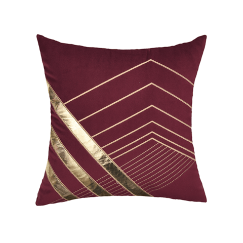 Marron Golden Striped Cushion Cover