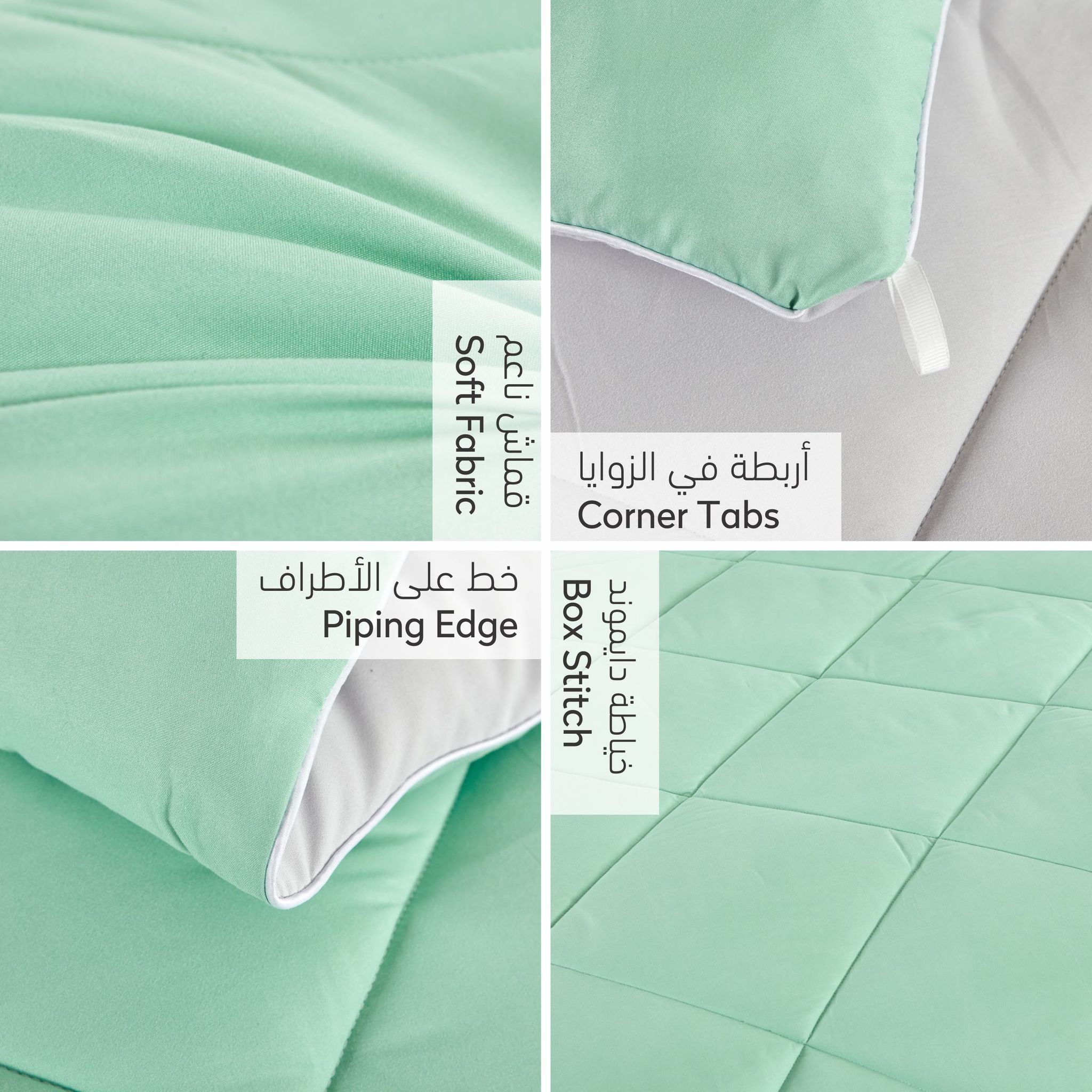 Diamond Quilted Reversible Comforter Set 4-Piece Twin Spa Mint/Light Grey