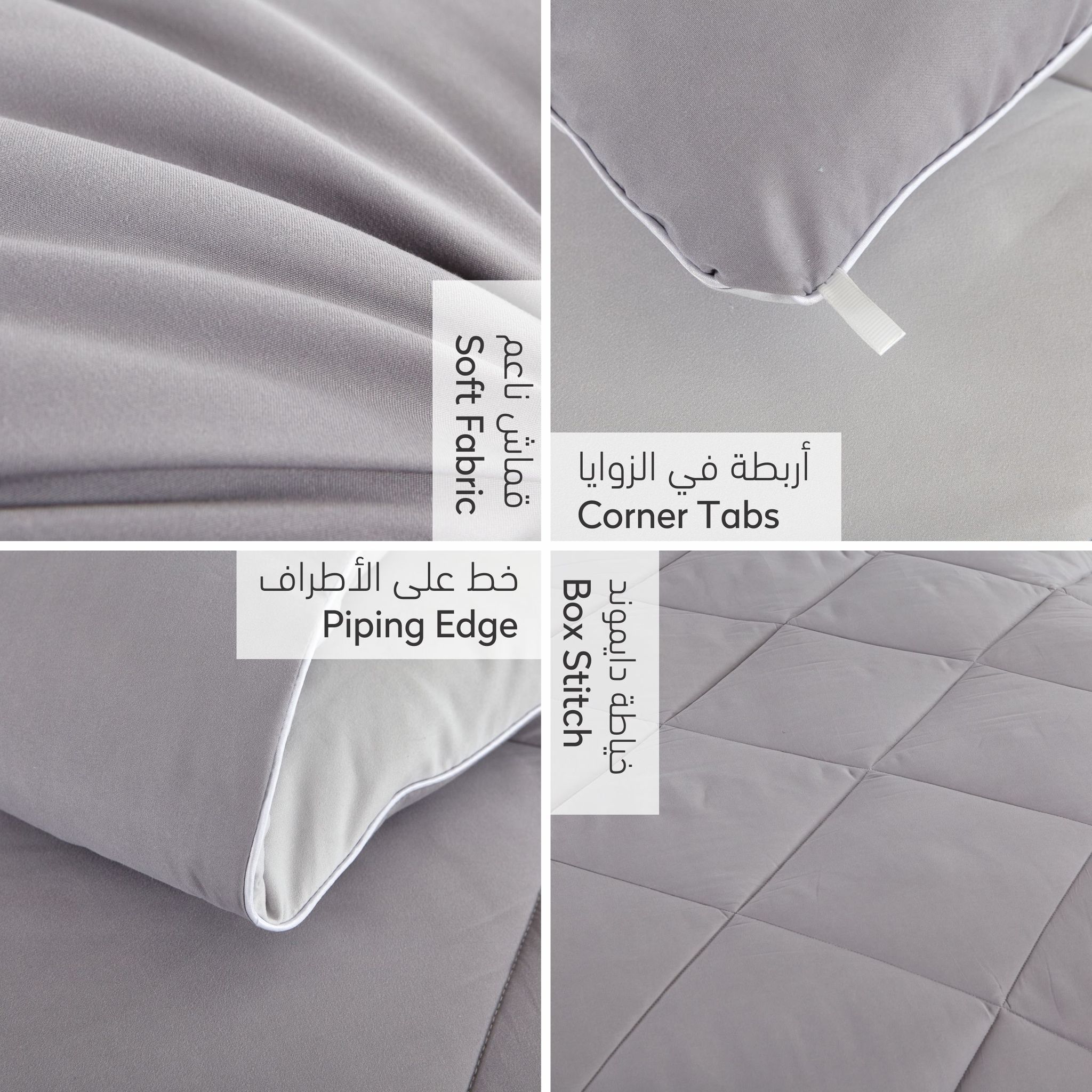 Diamond Quilted Reversible Comforter Set 4-Piece Twin Grey/Light Grey