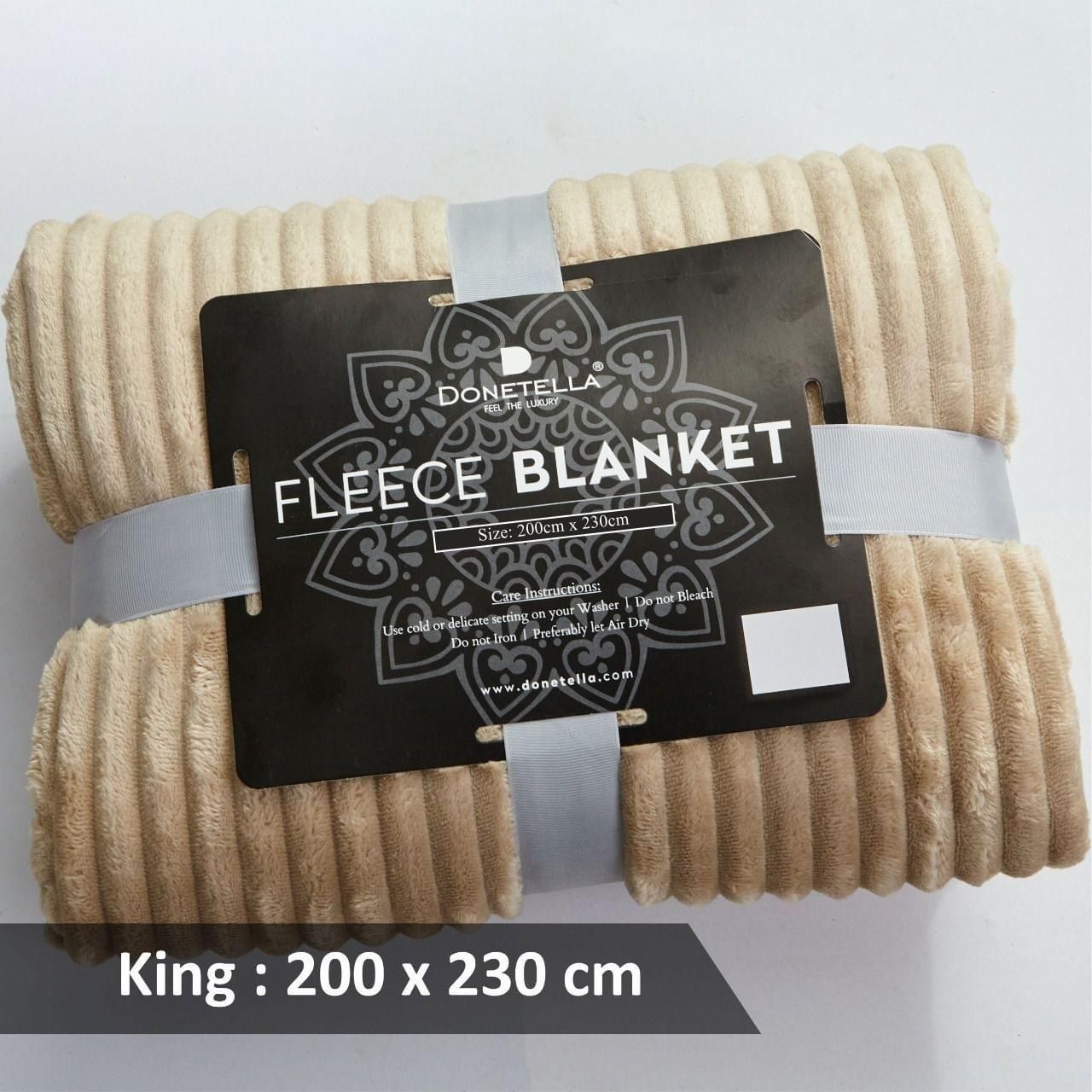 Soft Flannel Fleece Blanket King Beige
