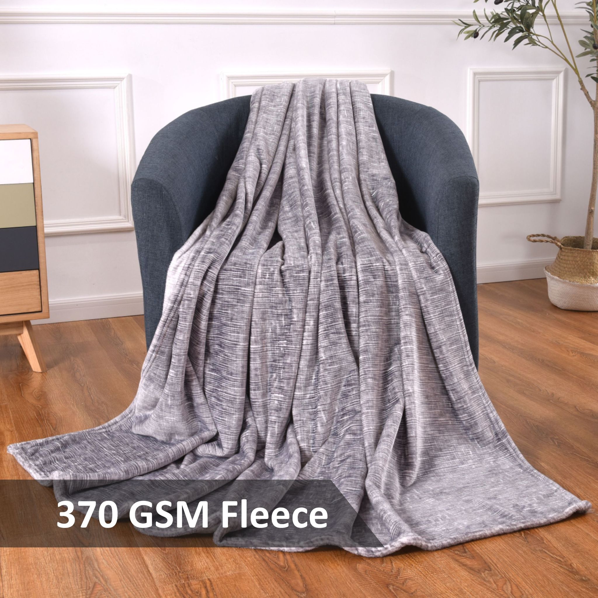 Soft Flannel Fleece Blanket King Steel Grey