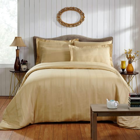 300 Thread Count 100% Natural Cotton Solid Duvet Set 6-Piece King Gold