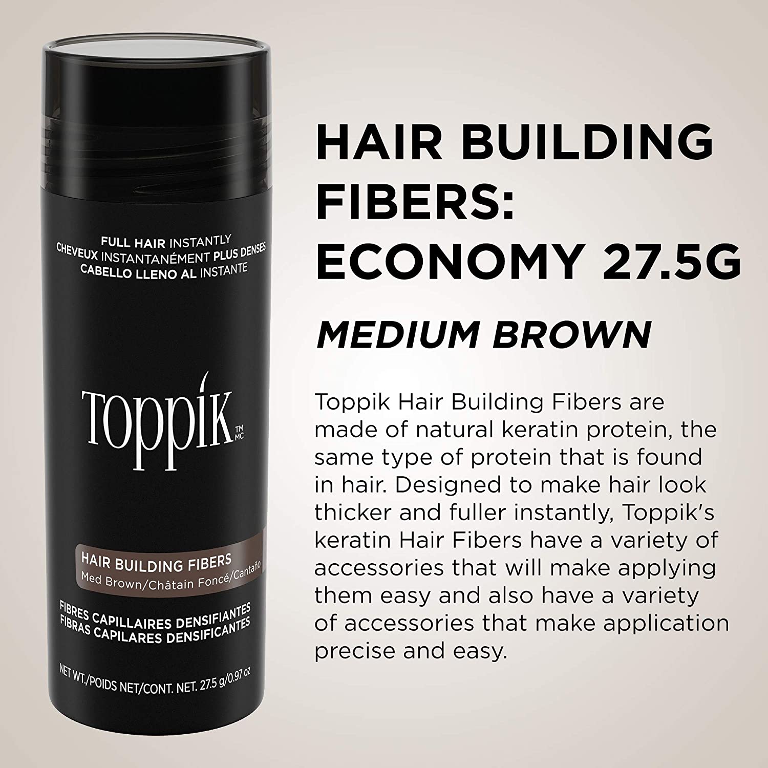Hair Building Fibers-Medium Brown 27.5G