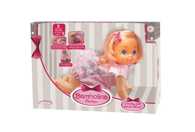 BAMBOLINA 40CM CRAWLING DOLL WITH GIGGLES SOUNDS