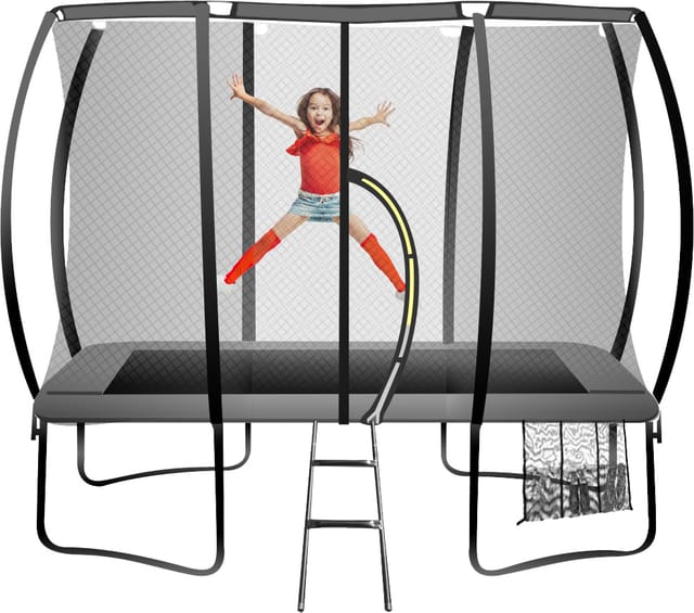 6x9FT Rectangle black Trampoline with ladder