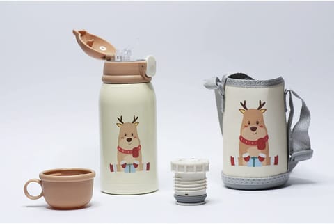 Beige Reindeer Sip Box Standard 450ml (Insulated Water Bottle)