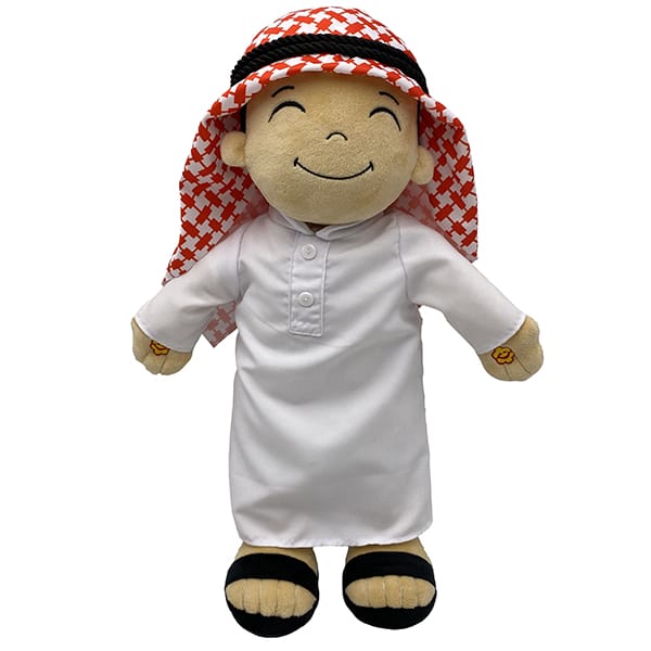 Talking "Yousuf" White Thobe/Red &White Scarf Muslim Boy Doll (English/ Arabic)