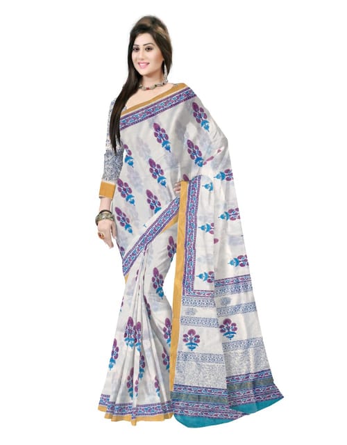 Handloom Cotton Printed Saree with Blouse (VH072)