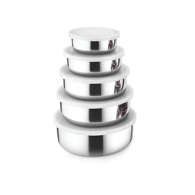 Stainless Steel Lid Bowl Set of 5, Used for Serving Food and for Storage in Kitchen