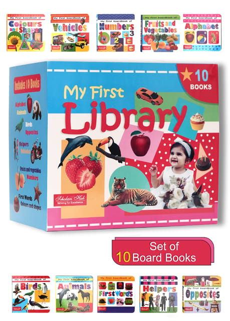 MY FIRST LIBRARY (SET OF 10 BOARD BOOKS FOR TODDLERS) | Set of 10 Early Learning Picture Books for Kids