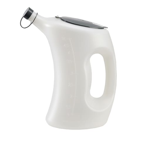 Translucent Pressol Jug with trunk spout and airtight seals on lid and spout.