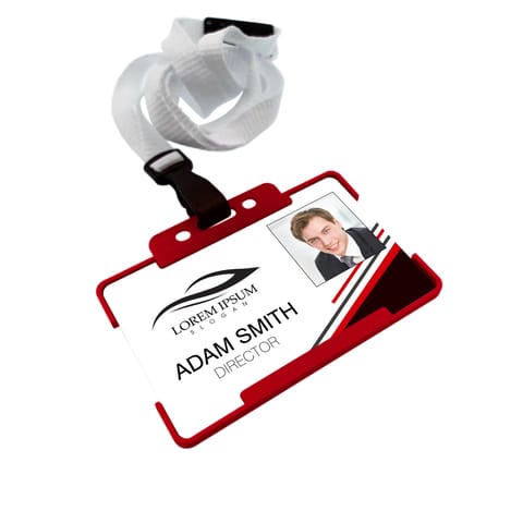 Red Style Personalised Custom Photo ID Card with Lanyard and Rigid Card Holder CR80