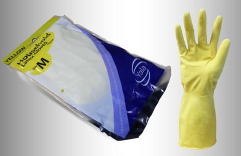 Yala Household Rubber Gloves, Yellow, M, per 12 Pairs